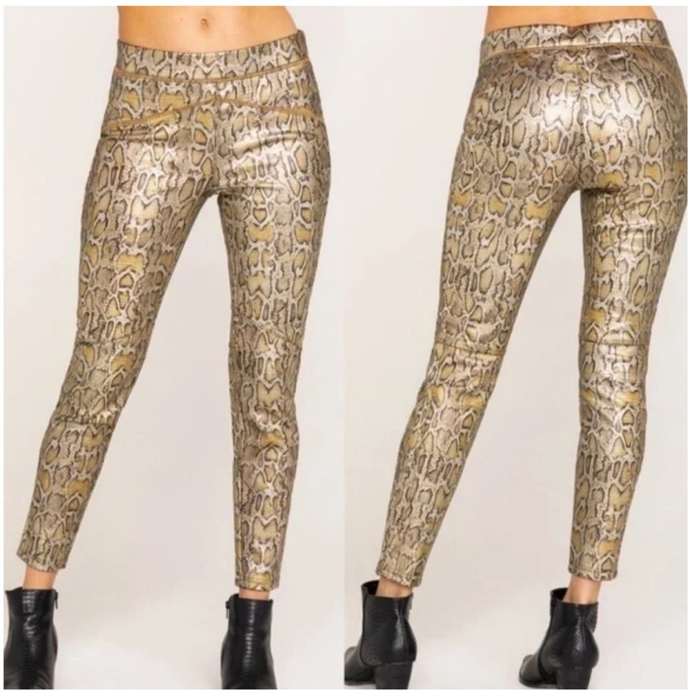 Free People Rio Gold Python Snakeskin Pull-On Leg… - image 2